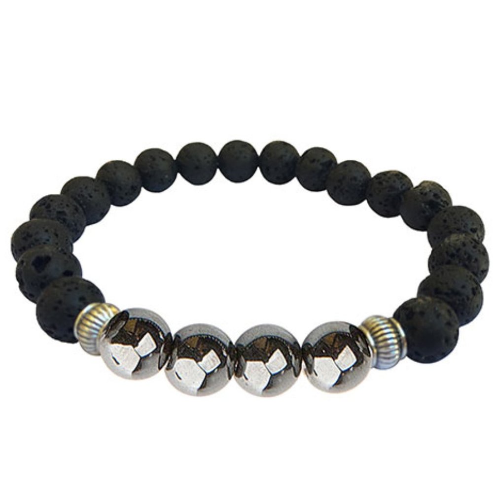 Zorbitz Lava Rock Diffuser Bracelet Happiness Hematite Gemstone Essential Oils